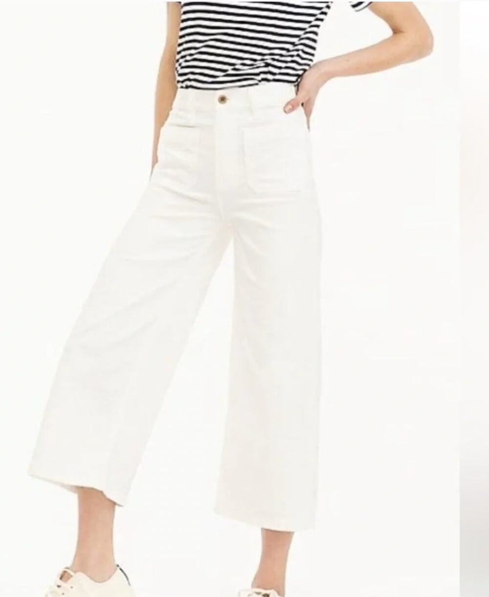 J. Crew Point Sur Wide-leg Crop Jean White Size 32 NWT
